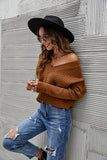 Horizontal Ribbing Dolman Sleeve V-Neck Sweater