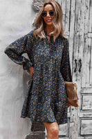 Floral Long Sleeve A Line Dress