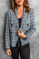 Plaid Padded Shoulder Blazer