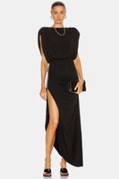 Sleeveless V-Back Metal Chain Asymmetrical Dress