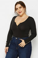 Plus Size Half Zipper Front Bodysuit