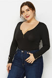 Plus Size Half Zipper Front Bodysuit