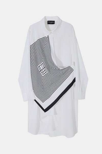 Geometric Print Knee-Length Shirt Dress