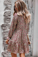 Floral Long Sleeve A Line Dress