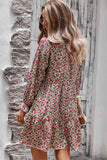 Floral Long Sleeve A Line Dress