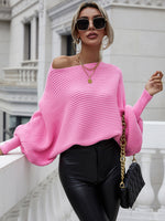 Horizontal Ribbing Dolman Sleeve Sweater