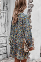 Floral Long Sleeve A Line Dress