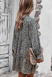 Floral Long Sleeve A Line Dress