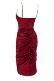 Wine Gather Up Hem Draped Dress