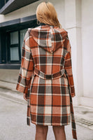 Plaid Belted Hooded Coat