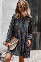 Floral Long Sleeve A Line Dress