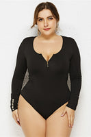 Plus Size Half Zipper Front Bodysuit