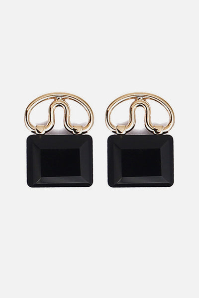 Black Glass Lock Earrings