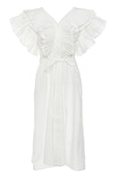 Tie Waist Layered Pleated Butterfly Sleeve Dress