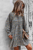 Floral Long Sleeve A Line Dress