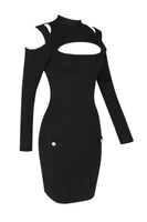 Mock Neck Cut Out Detail Bodycon Dress