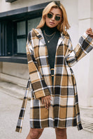 Plaid Belted Hooded Coat