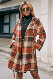 Plaid Belted Hooded Coat