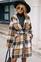 Plaid Belted Hooded Coat