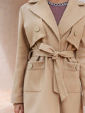 Tie Waist Slit Hem Trench Coat