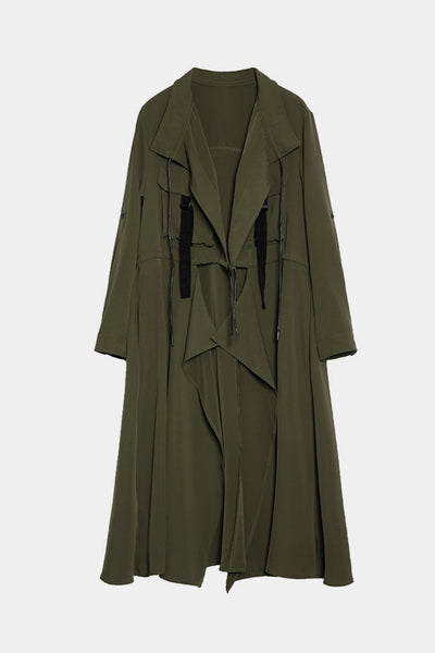 Roll-Tab Sleeve Trench Coat with Cargo Pockets