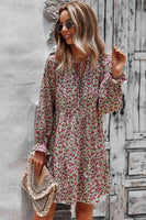 Floral Long Sleeve A Line Dress