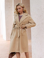 Tie Waist Slit Hem Trench Coat