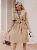 Tie Waist Slit Hem Trench Coat