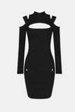 Mock Neck Cut Out Detail Bodycon Dress