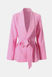 Tie Waist Shawl Collar Blazer