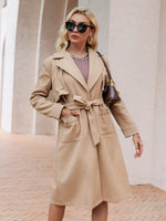 Tie Waist Slit Hem Trench Coat