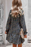 Floral Long Sleeve A Line Dress