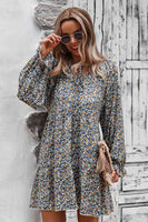 Floral Long Sleeve A Line Dress