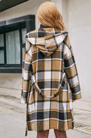 Plaid Belted Hooded Coat