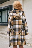 Plaid Belted Hooded Coat