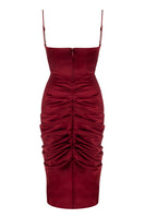 Wine Gather Up Hem Draped Dress