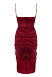 Wine Gather Up Hem Draped Dress