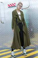 Roll-Tab Sleeve Trench Coat with Cargo Pockets