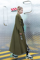 Roll-Tab Sleeve Trench Coat with Cargo Pockets