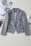 Plaid Padded Shoulder Blazer