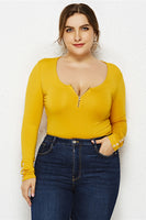 Plus Size Half Zipper Front Bodysuit