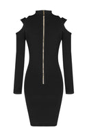 Mock Neck Cut Out Detail Bodycon Dress